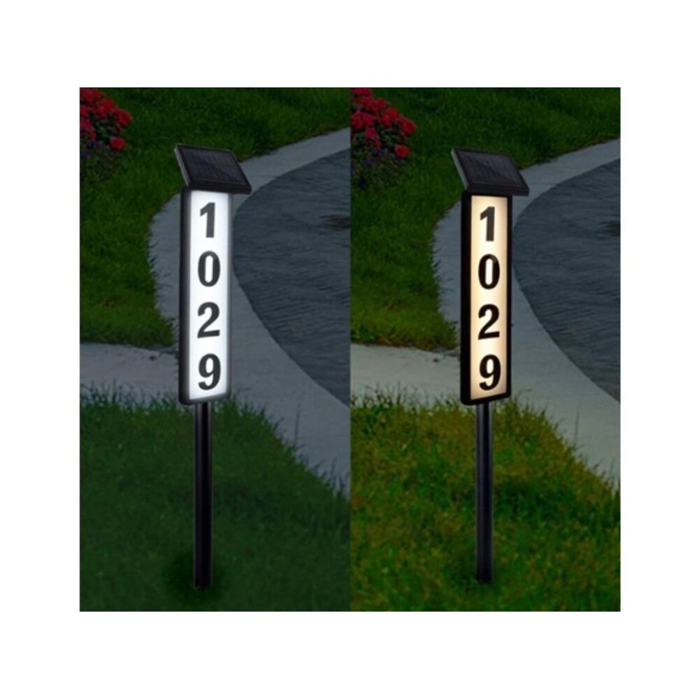 Solar Lighted House Address Sign – LED Illuminated Outdoor Plaque with Ground St
